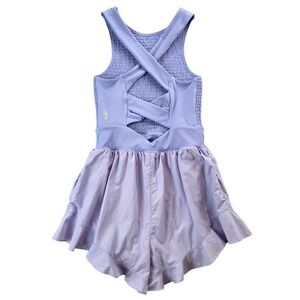 Free People Movement Breathless Shortsie Romper Lavender Smocked Backless Medium